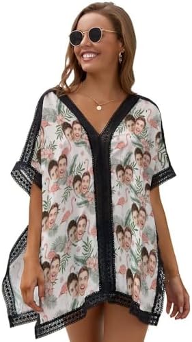 Custom Swimsuit Cover Ups for Women Personalized Face on Women's Bathing…