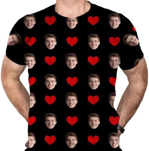 Custom T Shirts with Faces Personalized Heart Tee for Man Woman