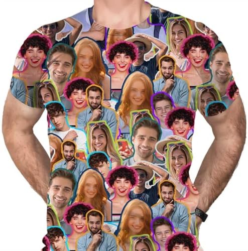 Custom T Shirts with Faces Personalized Photo Tee for Men Women (Style 11)