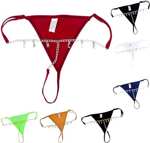 Custom Thongs with Name on It Personalized Name G-strings Chain Thongs (Design 01)