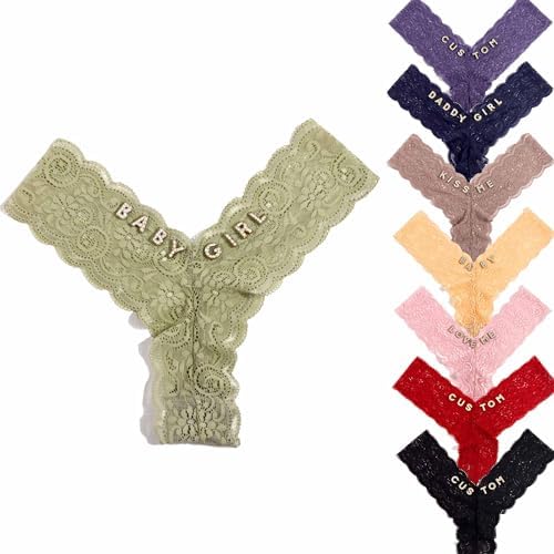 Custom Thongs with Name on it Sexy Personalized Letter Lace Chain…