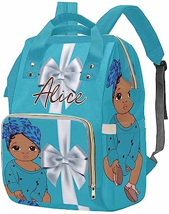 Customized Diaper Backpack for Women Men Custom Blue Nappy Mommy Bags…