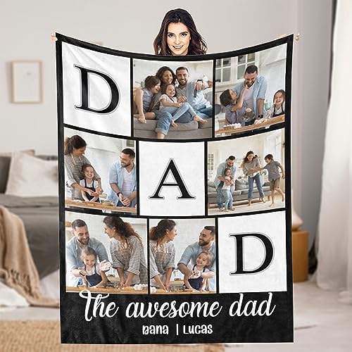 Dad Blanket Personalized Gift for Men Custom Blankets with Photos…