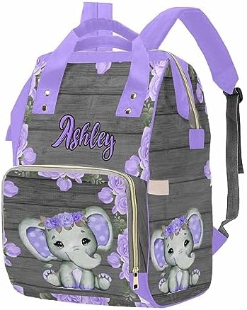 Diaper Bags for Mom Personalized Purple Flower Baby Bag Backpack for Men…