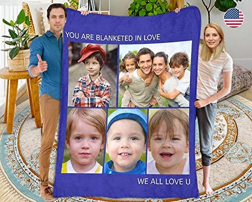 Father's Day Blanket Give Dad Gift Personalized Photo Text Throw Blanket