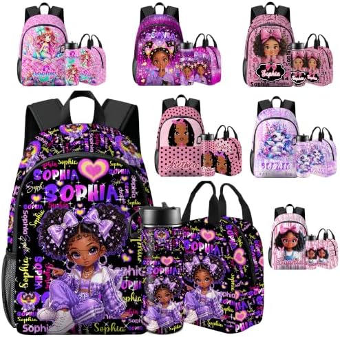 Personalized Backpack and Lunchbox Set for Girls Custom Black Girl…