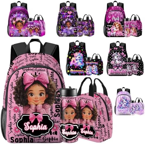 Personalized Backpack for Girls Custom Kids Backpacks with Lunch Box…