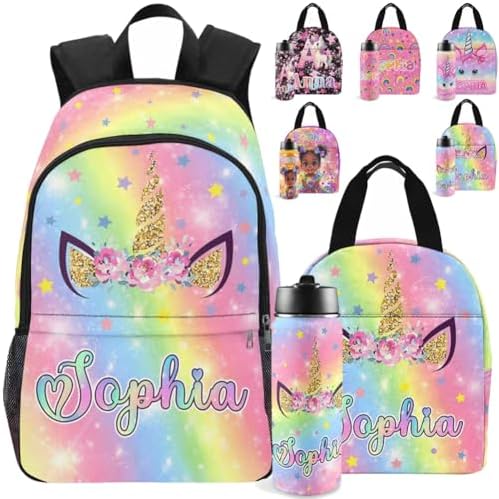 Personalized Backpacks For Girls With Name, Custom Backpack For Kids, Back to School Customized Backpacks With Unicorn Pattern