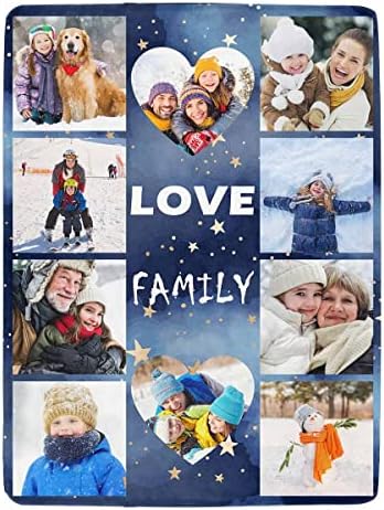 Personalized Blanket with 10 Photos Custom Family Throw Blanket for Mom…