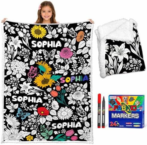 Personalized Color Blanket Custom Coloring Blankets for Adults Floars…