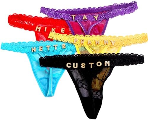 Personalized Crystal Letter Sexy Lace Thong Panties with Names on it…