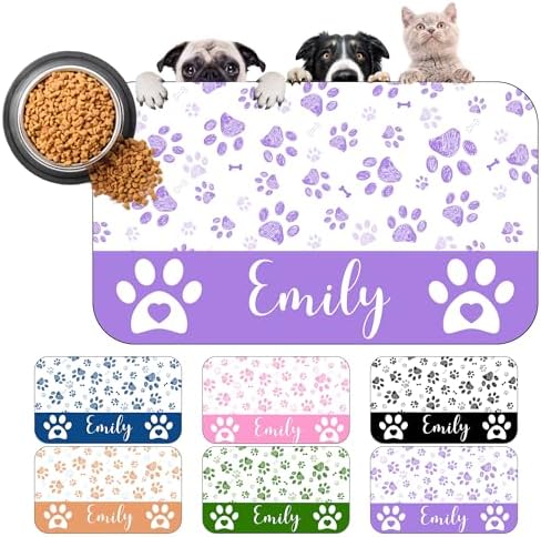 Personalized Dog Cat Mat with Name Photo Custom Placemat Feeding Mats (Colorful)
