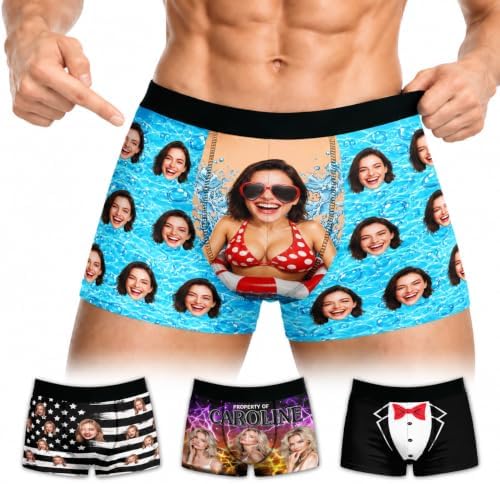 Personalized Face Men Boxer Briefs Custom Water Wave Underwear…