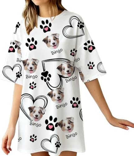 Personalized Face Nightgown for Women Custom Moo Moos Sleepwear…