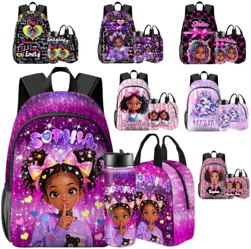 Personalized Girls Backpack Set Custom Bookbag with Lunch Box set…