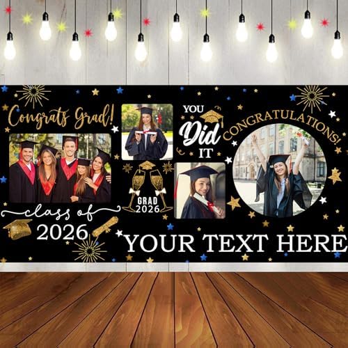 Personalized Graduation Banner with Photo Name Class of 2026 Custom…