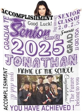 Personalized Graduation Green Blanket for 2025 Graduates Custom Text…