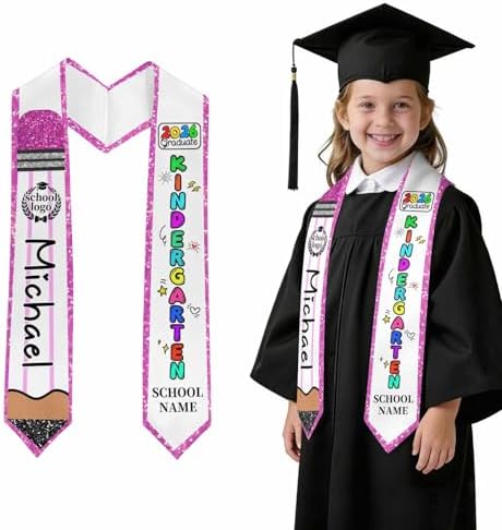 Personalized Kids Graduation Stole, Custom Name Preschool Sash