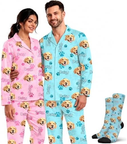 Personalized Matching Valentine Face Pajamas for Couples Custom Funny Pj…