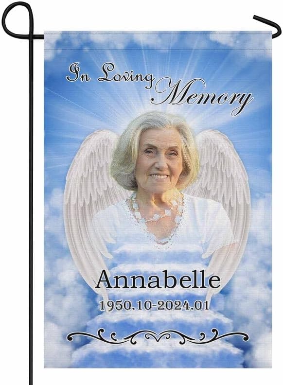 Personalized Memorial Garden Flag With Photo Names Wing