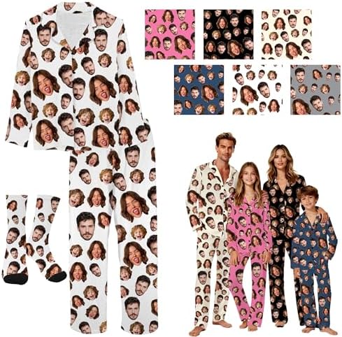 Personalized Pajamas with 1-8 Faces for Men Women