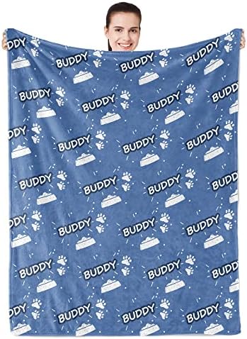 Personalized Paw Print Dog Blanket with Pets Name