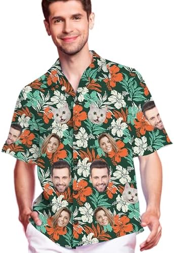 Personalized Short Sleeves Button Down Shirt with Green Fresh Flowers…