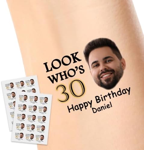 Personalized Temporary Tattoos Photo Name Birthday 15Pcs (Design07)