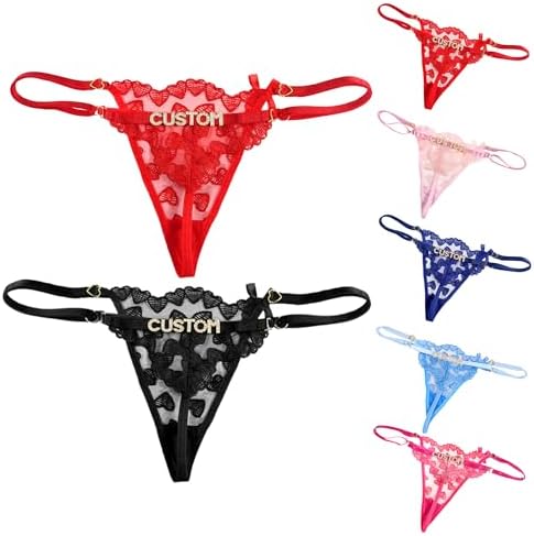 Personalized Thongs with Names on It Sexy Custom Letters Name Chain Lace…