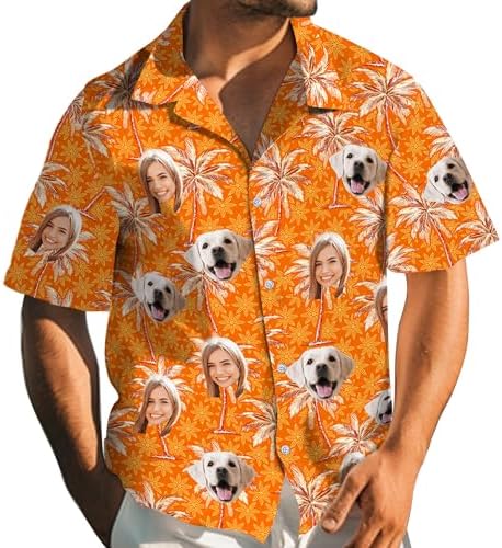 Personalized Tropical Hawaiian Shirt with 1-3 Face Custom Men Short…