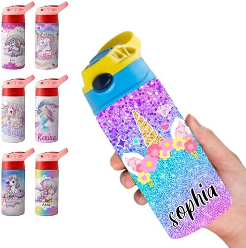 Personalized Water Bottles Custom Insulated Rainbow Princess Water…