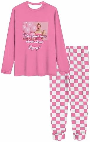 Personalized Women's Long Sleeve Top with Shorts Pajama Sleep Sets Pink…