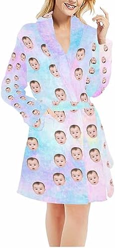 Personalized Womens Robes Custom Face Plush Fleece Bathrobe