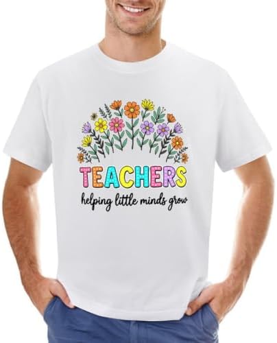 Teacher Helping Little Mind Grow T-Shirt, Mens Graphic Print Short Sleeves